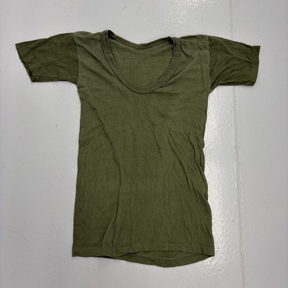 Vintage WW2 US Army Green Military Cotton Blank T-Shirt